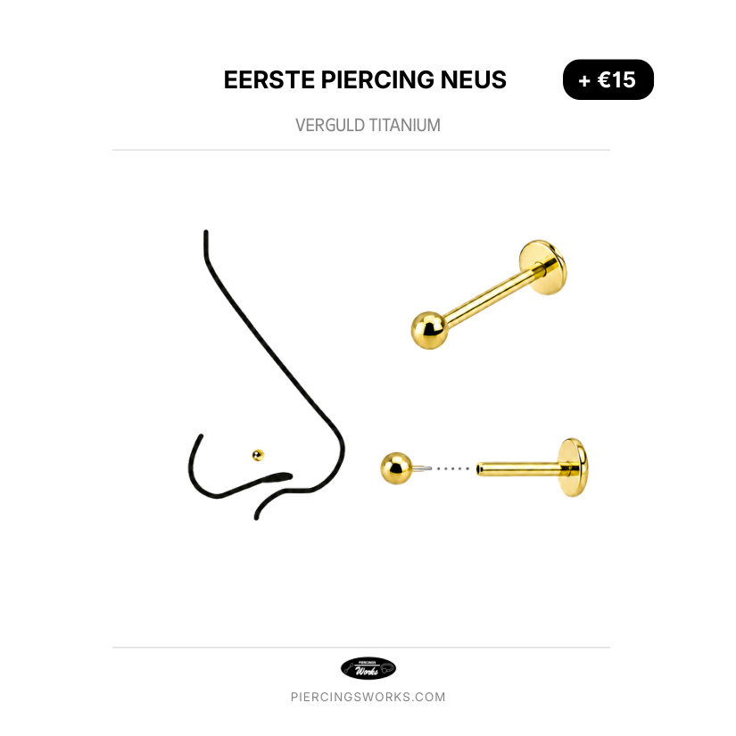 Eerste Piercing Neus — Verguld Titanium