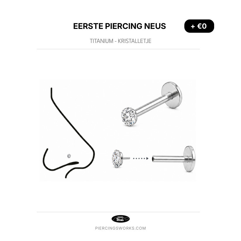 Eerste Piercing Neus — Titanium - Kristalletje