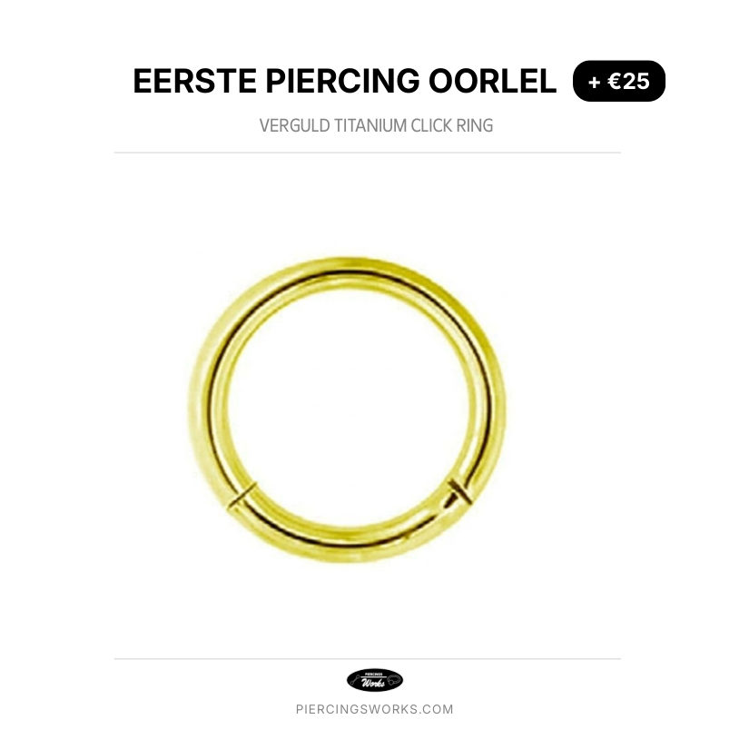 Eerste Piercing Oorlel — Verguld Titanium Click Ring