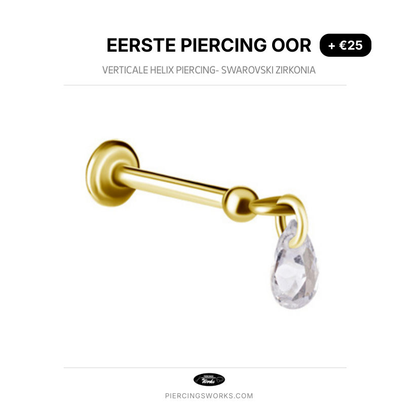 Eerste Piercing Oor — Verticale Helix Piercing- Swarovski Zirkonia