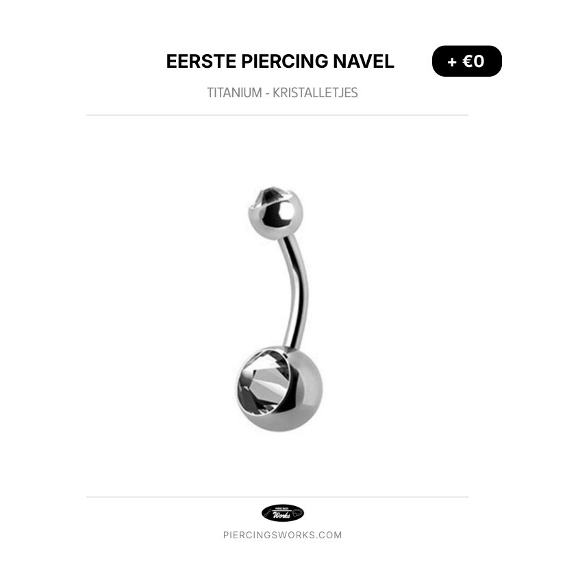 Eerste Piercing Navel — Titanium - Kristalletjes