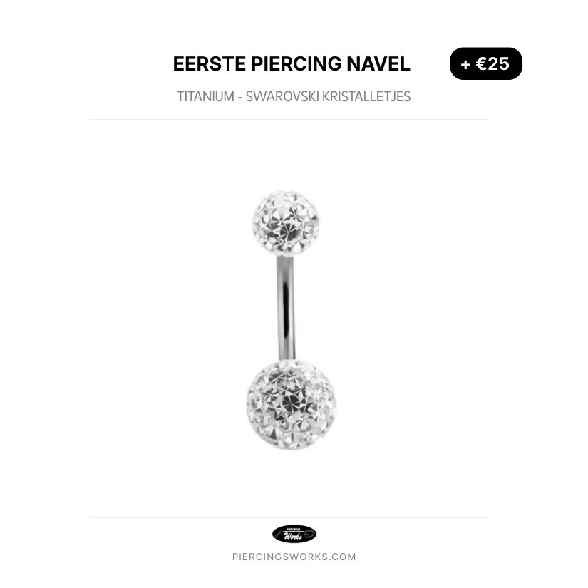 Eerste Piercing Navel — Titanium - Swarovski Kristalletjes