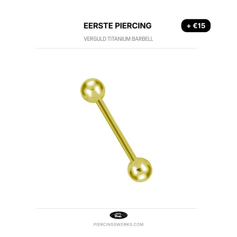 Eerste Piercing — Verguld Titanium Barbell
