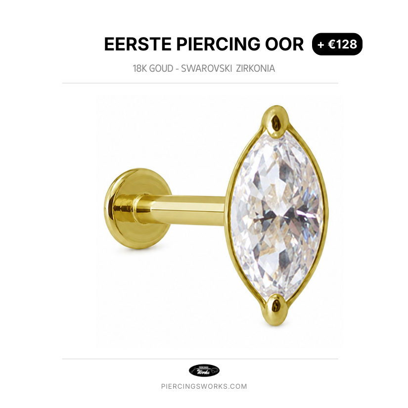 Eerste Piercing Oor — 18K Goud - Swarovski  Zirkonia