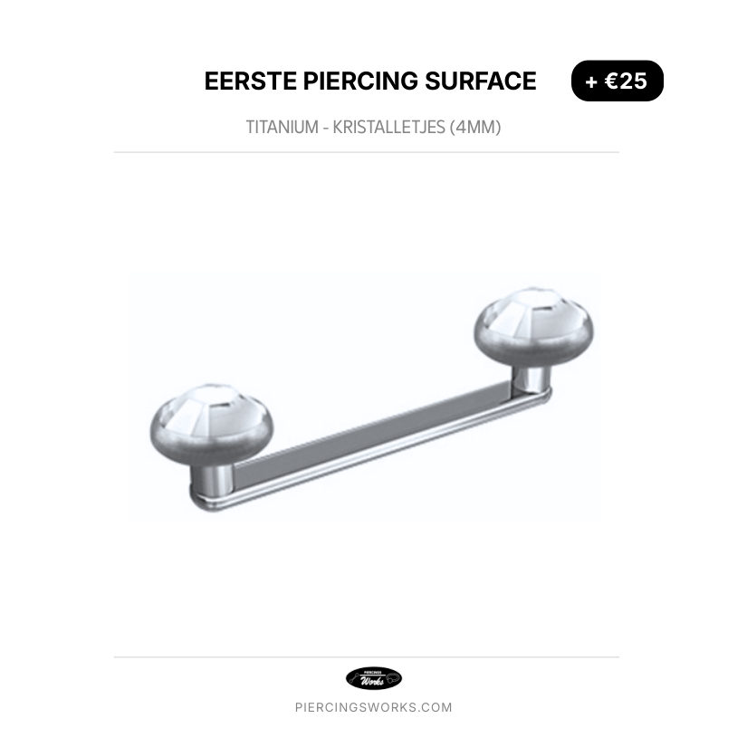 Eerste Piercing Surface — Titanium - Kristalletjes (4Mm)