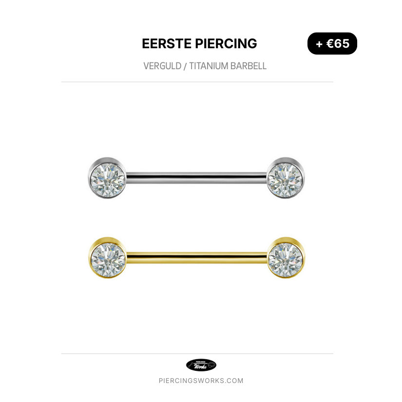 Eerste Piercing — Verguld / Titanium Barbell