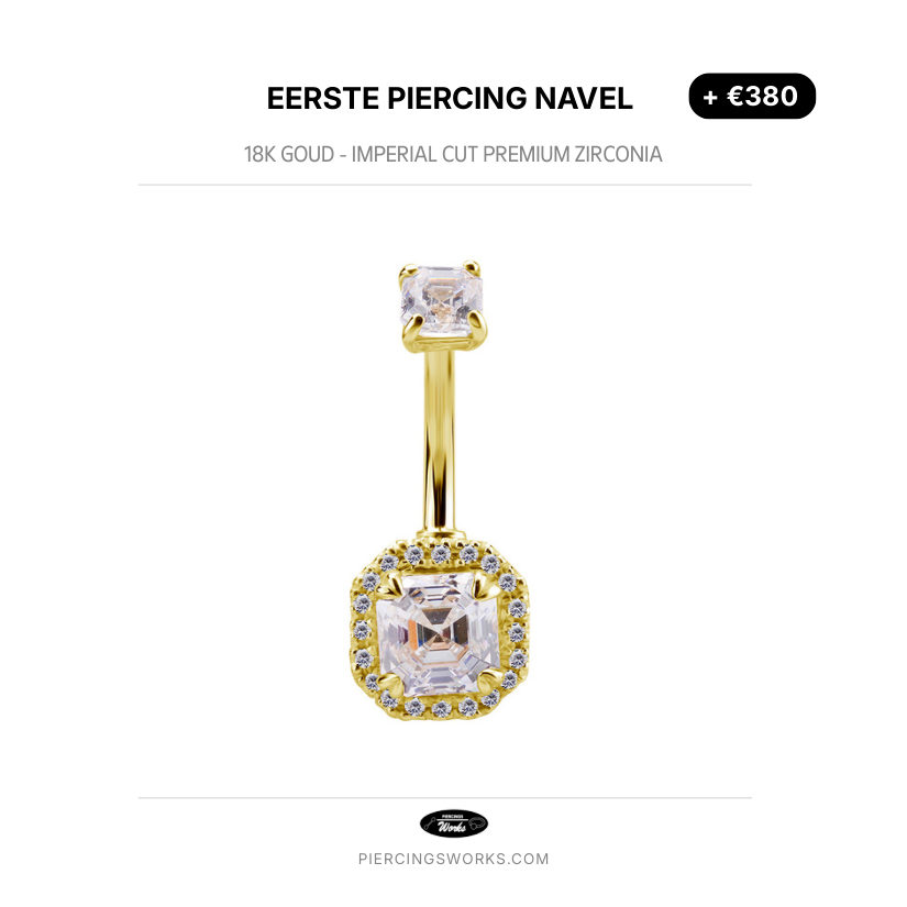 Eerste Piercing Navel — 18K Goud - Imperial Cut Premium Zirconia