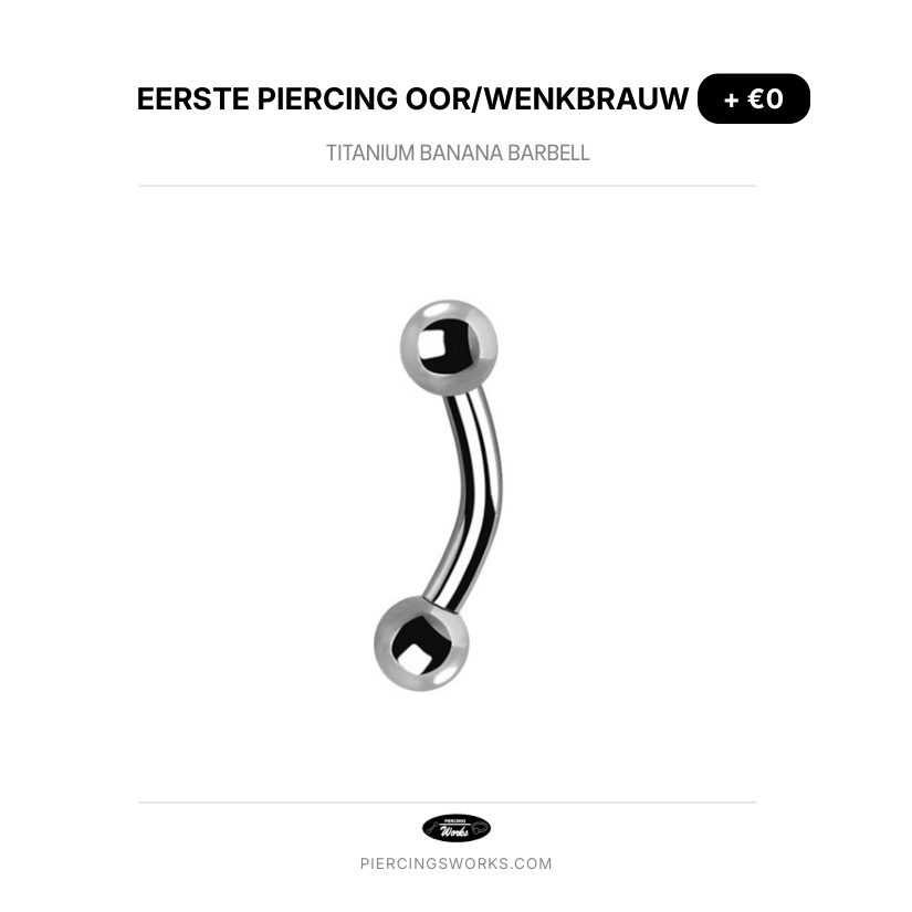 Eerste Piercing Oor/Wenkbrauw — Titanium Banana Barbell