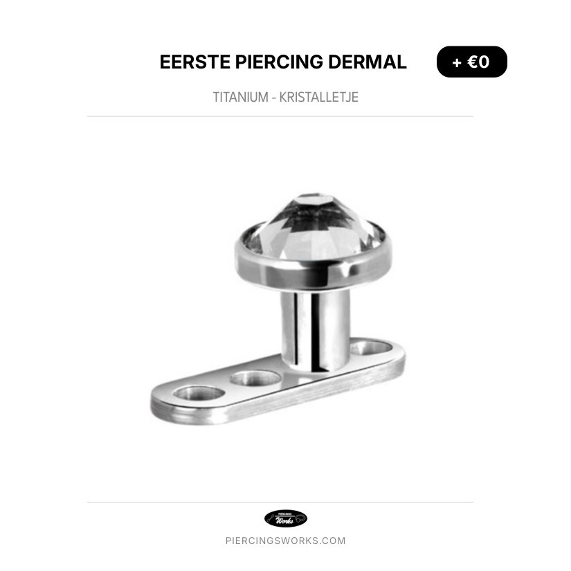 Eerste Piercing Dermal — Titanium - Kristalletje