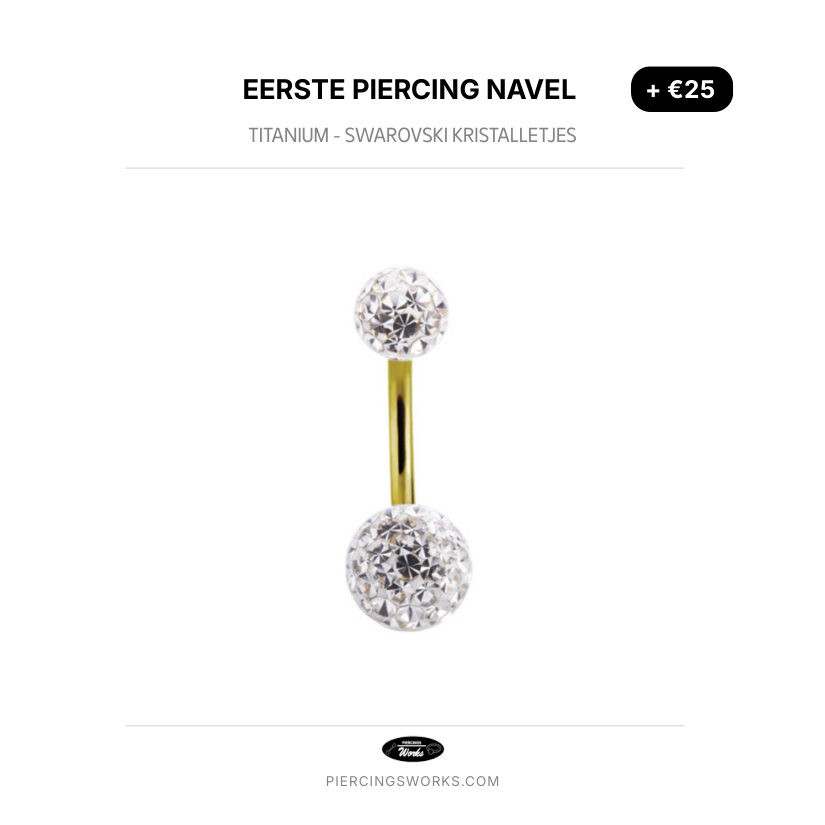 Eerste Piercing Navel — Titanium - Swarovski Kristalletjes