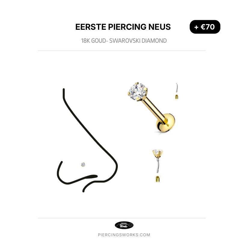 Eerste Piercing Neus — 18K Goud- Swarovski Diamond