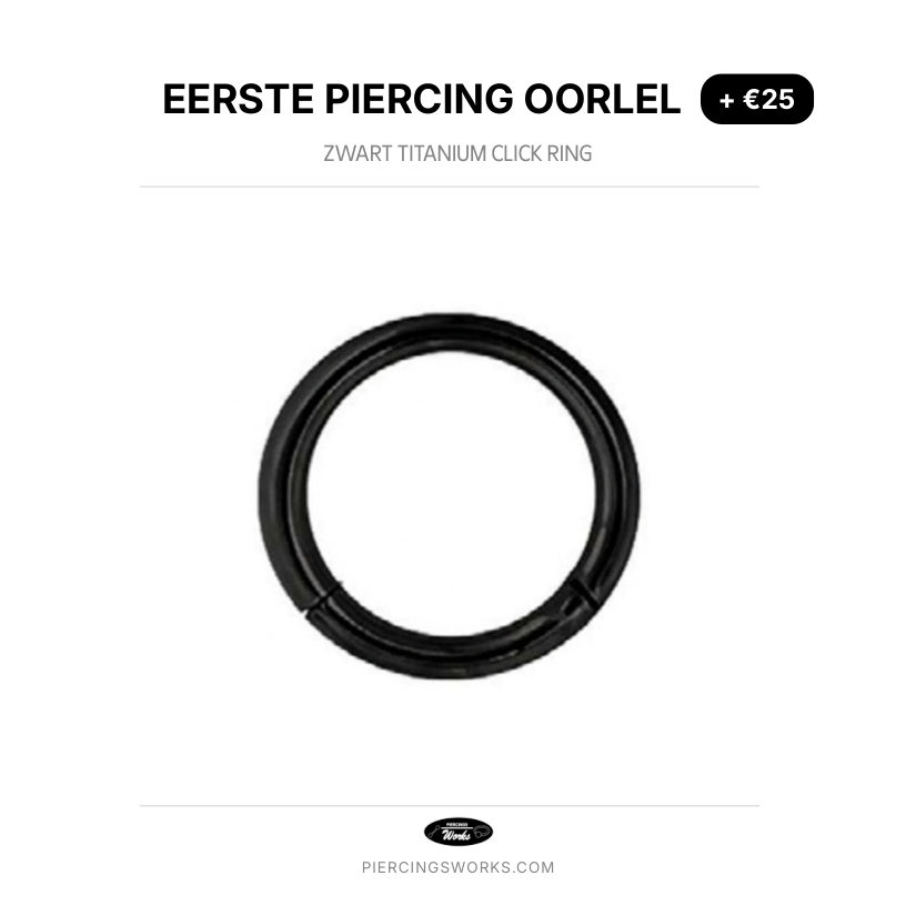 Eerste Piercing Oorlel — Zwart Titanium Click Ring