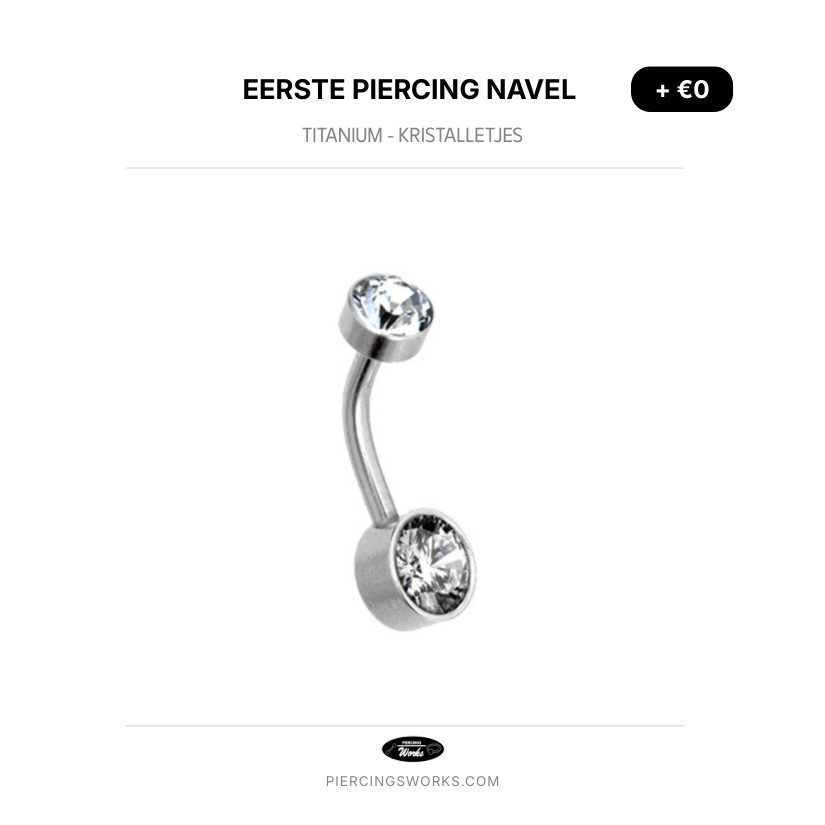 Eerste Piercing Navel — Titanium - Kristalletjes