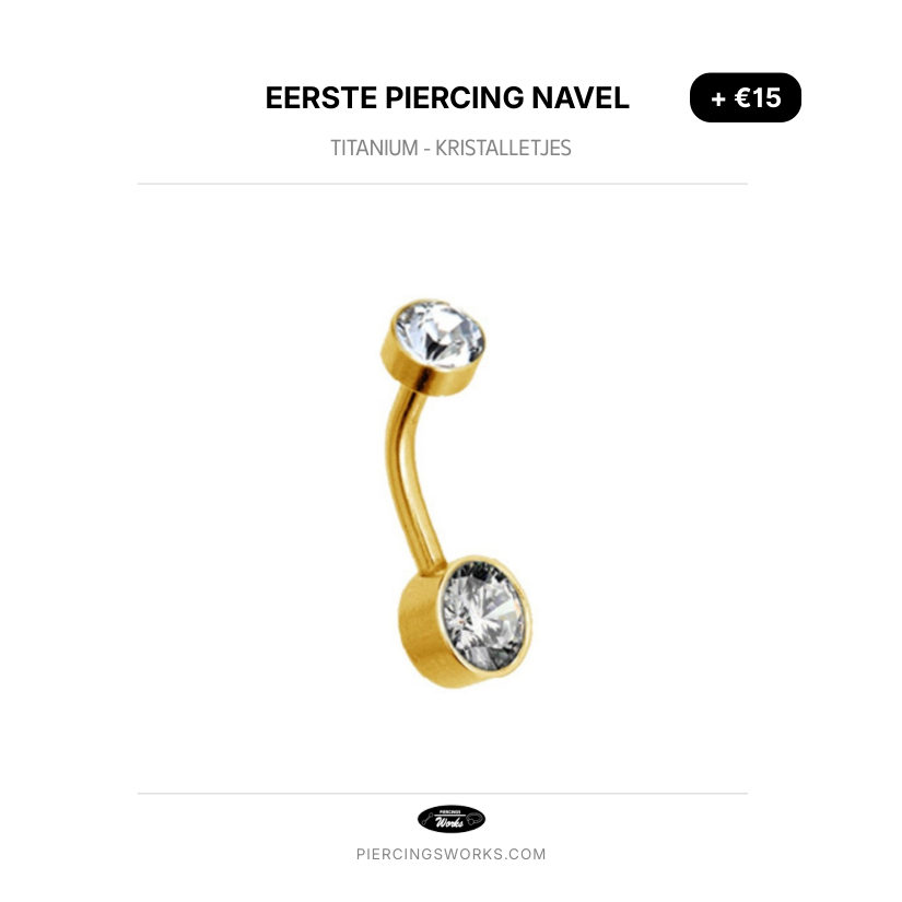 Eerste Piercing Navel — Titanium - Kristalletjes