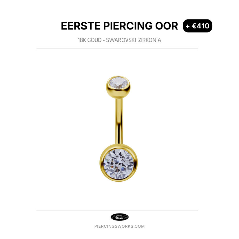 Eerste Piercing Oor — 18K Goud - Swarovski  Zirkonia