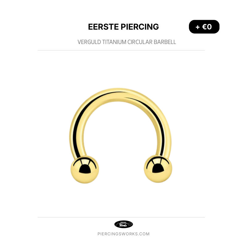 Eerste Piercing — Verguld Titanium Circular Barbell